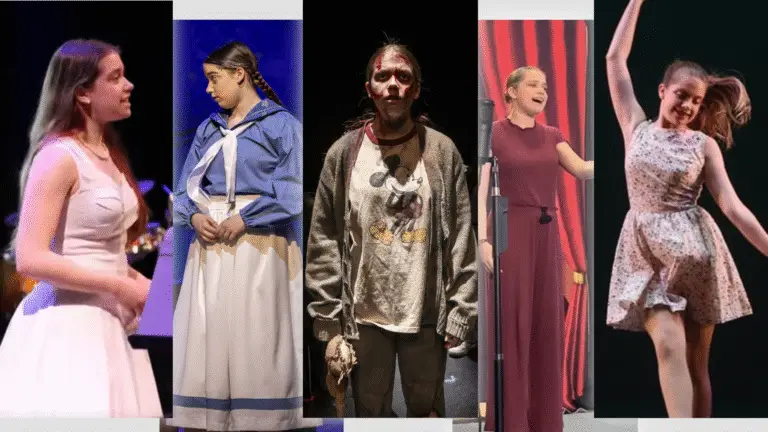 Images of Sarah Genne singing, acting, dancing in performances